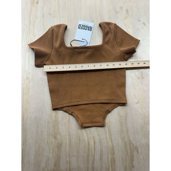 NWTs Ragged Priest Ragged Jeans Corset Hem Top Brown Ribbed Womens Sz 4 S - Picture 6 of 6